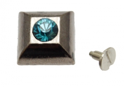 50er Pack Ziernieten Pyramidennieten Strass Blau 15mm #5554