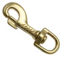 10er Pack Karabinerhaken Messing 12 x 77mm mit Rundwirbel