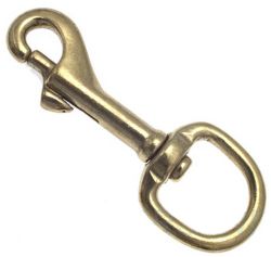 Karabinerhaken Messing 19 x 82mm mit Rundwirbel