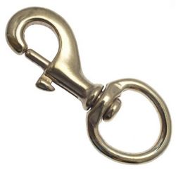 Karabinerhaken Messing 28 x 92mm mit Rundwirbel