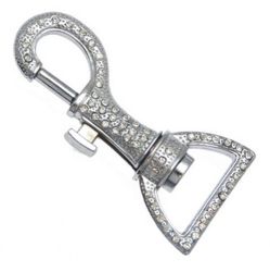 Strass Karabinerhaken 25 x 69mm mit geradem Wirbel Karabiner