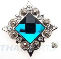 10er Pack Strass Concho Blau Eckig 35mm Conchos