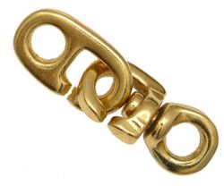 Brummelhaken mit Wirbel - Messing poliert 93mm Flaggenwirbel