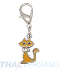 Strassanhnger Charm Katze Gelb #37 Strass Schmuck Anhnger