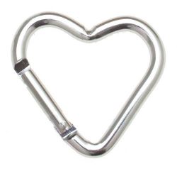 50er Pack Aluminium Karabinerhaken Herz 43 x4mm Silbern eloxiert