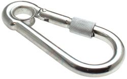 50er Pack Feuerwehr Karabinerhaken 80 x 8mm Kausche + Schraube