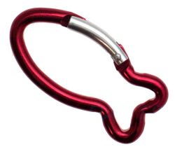 50er Pack Aluminium Karabinerhaken Fisch 62mm Rot eloxiert