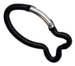 50er Pack Aluminium Karabinerhaken Fisch 62mm Schwarz eloxiert