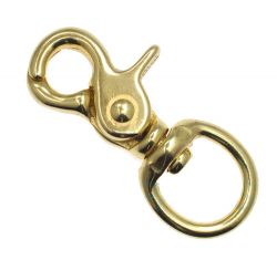 10er Pack Karabinerhaken Messing 20 x 68mm mit Rundwirbel