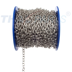 25m Uhrkette 1,2mm x 5,5mm x 5,8mm #U194 vernickelt Silbern Zierkette