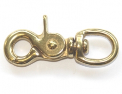 10er Pack Karabinerhaken Messing 13 x 67mm mit Rundwirbel