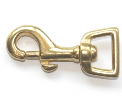 Karabinerhaken Messing 17 x 60mm mit geradem Wirbel