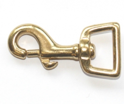 Karabinerhaken Messing 21 x 61mm mit geradem Wirbel