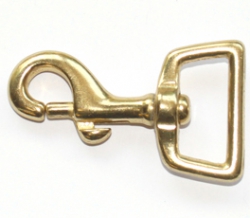 Karabinerhaken Messing 25 x 60mm mit geradem Wirbel