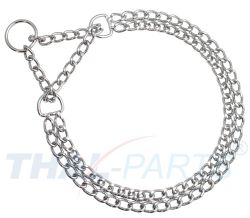 Hunde Halskette mit Zugstop kurzgliedrig 3,0mm x 65cm 2-reihig Kettenhalsband