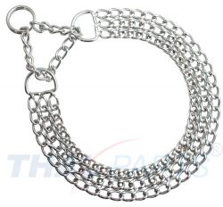 Hunde Halskette mit Zugstop kurzgliedrig 3,0mm x 75cm 3-reihig Kettenhalsband