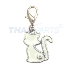 Strassanh�nger Charm Katze Wei� #32b Strass Schmuck Anh�nger