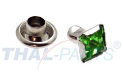 50er Pack Ziernieten Strassnieten Chatonnieten 4 x 4mm Gr�n Quadratisch Strass