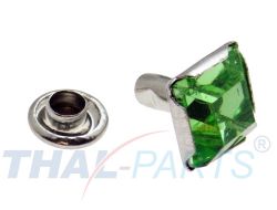 50er Pack Ziernieten Strassnieten Chatonnieten 8 x 8mm Gr�n Quadratisch Strass