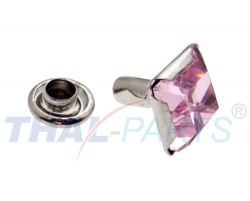 50er Pack Ziernieten Strassnieten Chatonnieten 8 x 8mm Rosa Quadratisch Strass