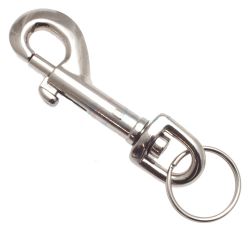 50er Pack Karabinerhaken 12 x 77mm mit rundem Wirbel mit 24mm Schlsselring
