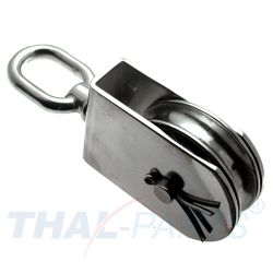 Block mit Edelstahlrolle 75mm drehbarem Wirbel V2A Sinterbronze Buchse