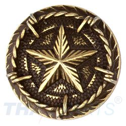 Concho #002 30mm Altmessing Western Texas Stern mit Stacheldraht Conchos