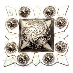 Concho #040 32mm Western Beere Rechteck Conchos Silber