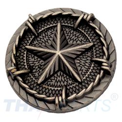 Concho #015 33mm Altsilbern Western Texas Stern mit Stacheldraht Conchos
