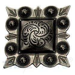 Concho #038 32mm Western Beere Rechteck Conchos Antik Silber