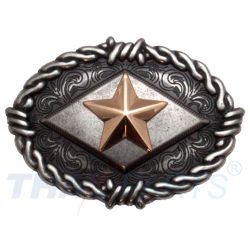 Concho #008 40mm Oval Altsilbern und Gold Western Texas Stern Conchos