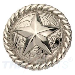 Concho #012 30mm Antik Silber Western Texas Stern mit Seilrand Conchos