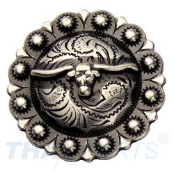 Concho #054 25mm Western Longhorn Beere Antik Silber Conchos