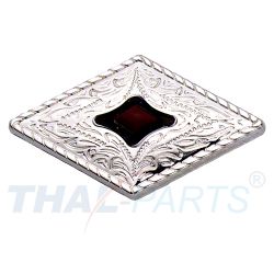 Concho #058 Western Conchos Raute 43mm x 25mm Silber Stein Rot