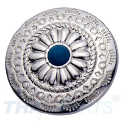 Concho #083 30mm Western Blume Conchos Silber Stein Blau
