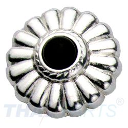 Concho #086 16mm Western Blume Conchos Silber Stein Schwarz