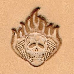 Punzierstempel 3D, Totenkopf mit Flamme, Gre 25 mm