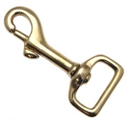 Karabinerhaken 25 x 76mm Messing Rein mit geradem Wirbel