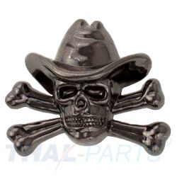 Concho #111 30mm Western Sch�del Cowboy gekreuzte Knochen Gunmetal Conchos