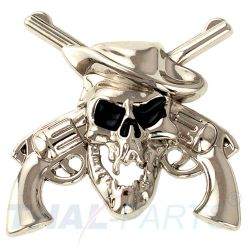 Concho #127 38mm Cowboy Sch�del gekreuzte Pistolen 1861 Revolver Silber