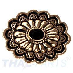 Concho #158 35mm Metal Jumbo Stempel Gold mit Stein Schwarz Conchos