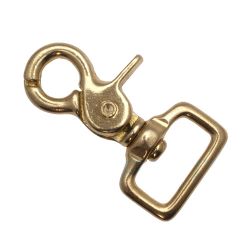 Karabinerhaken Messing 25 x 64mm mit geradem Wirbel