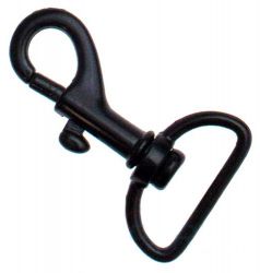 50er Pack Karabinerhaken 20 x 43mm Schwarz mit geradem Wirbel