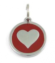 Halsbandanh�nger Herz rot #21 Schmuck Anh�nger Hundemarke 30mm