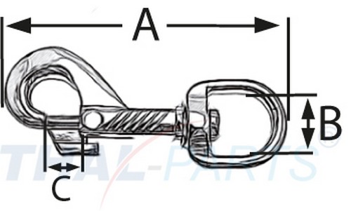 10er Pack Karabinerhaken Messing 12 x 77mm mit Rundwirbel