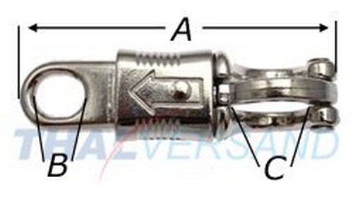 10er Pack Panikhaken Messing 92mm mit Rundwirbel 21mm