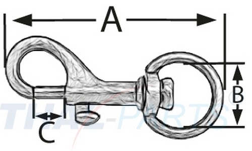 Karabinerhaken Messing 19 x 82mm mit Rundwirbel