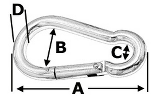 10er Pack Feuerwehr Karabinerhaken 100mm x 10mm Edelstahl rostfr