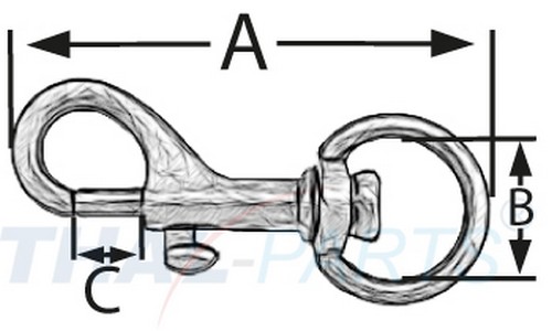 Karabinerhaken 30 x 115mm mit rundem Wirbel Edelstahl Rostfrei