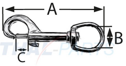 10er Pack Karabinerhaken 20 x 83mm mit rundem Wirbel Gold